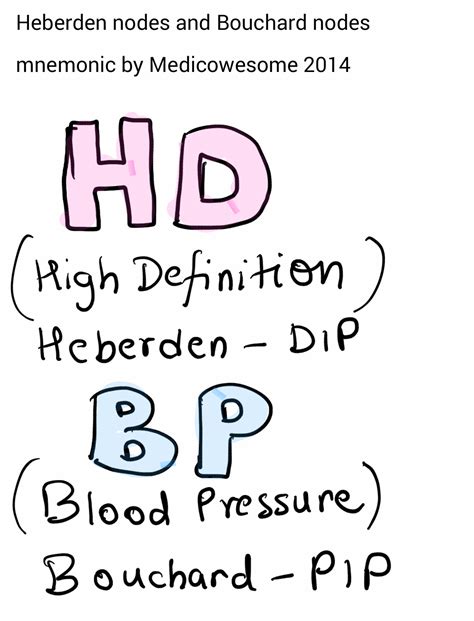 Medicowesome: Heberden’s and Bouchard’s Nodes Mnemonic