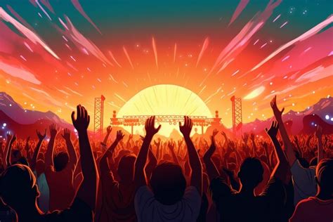 Premium AI Image | Crowd with raised hands at concert summer festival ...