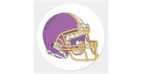 Purple Gold Football Helmet Classic Round Sticker | Zazzle