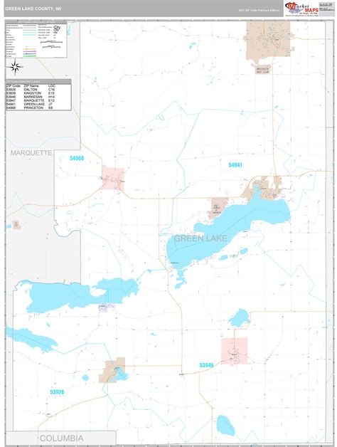 Green Lake County, WI Wall Map Premium Style by MarketMAPS - MapSales.com