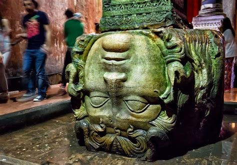 The Head of Medusa in the Basilica Cistern in Istanbul Stock Photo - Image of middle, landmark ...