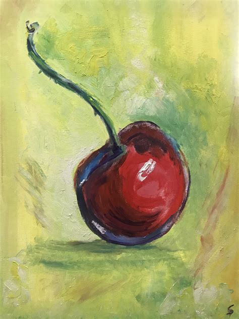 Cherry | Cherries painting, Simple oil painting, Oil painting for beginners