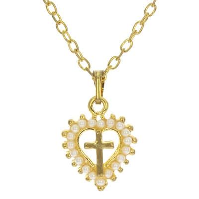 Gold Heart Cross Necklace - Cross and Heart Necklace