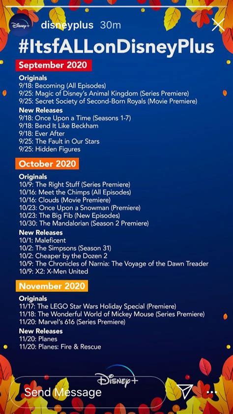 Fall release schedule from Disney Plus Instagram : r/DisneyPlus