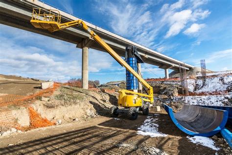 Lifting Platform in the Construction of a Bridge Stock Image - Image of ...