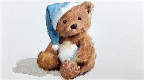 Relaxing Watercolor - How to Draw and Paint a Teddy Bear for Beginners ...