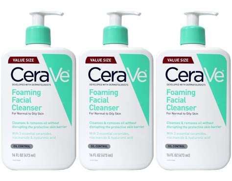 CeraVe Foaming Facial Cleanser for Normal to Oily Skin with Hyaluronic Acid Value Size 16 fl oz ...