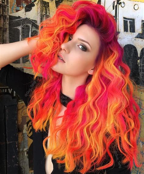 Like a fire! #oranghair #longhair #halloweenhairstyle | Haarfarben ...