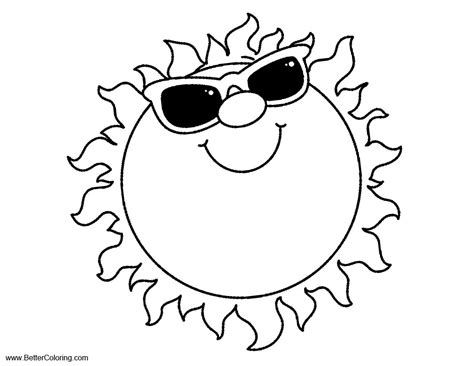 Summer Fun Coloring Pages Sun with Sunglasses - Free Printable Coloring ...