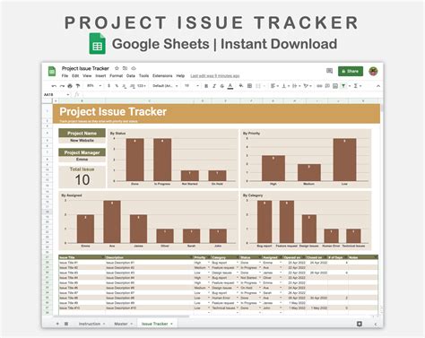 Issue Tracker Template Google Sheets Issue Tracker Project - Etsy