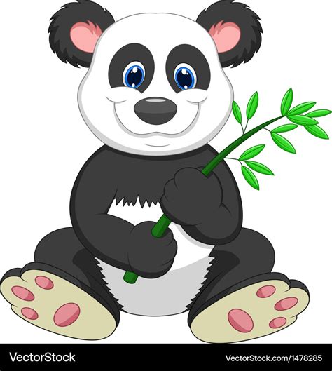 Giant panda cartoon eating bamboo Royalty Free Vector Image