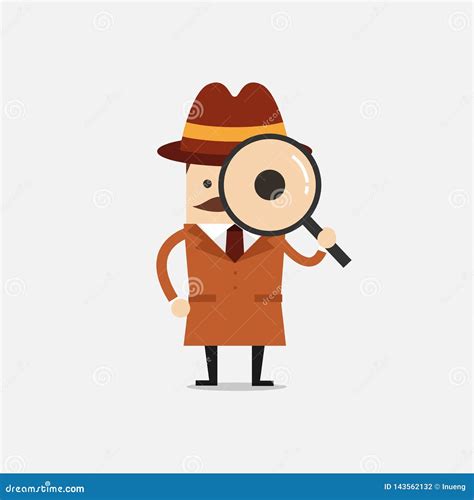 Detective Holding A Magnifying Glass. Police Detective And Inspector Cartoon. Vector ...