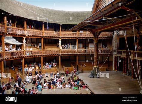 Interior of Shakespeares Globe Theatre Southbank London England Stock ...