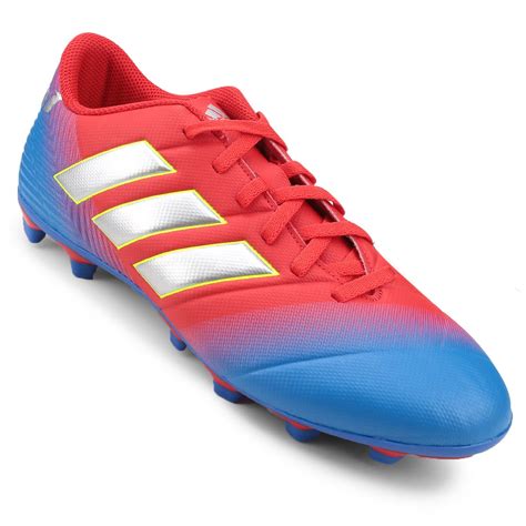 Chuteira Campo Adidas Nemeziz Messi 18 4 FG - Vermelho e Azul | Netshoes