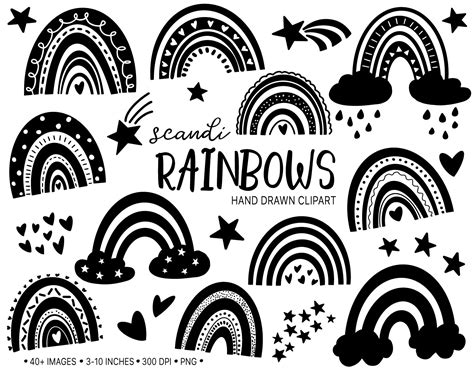 Rainbow Clipart Black And White