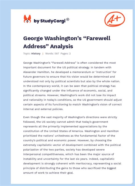 George Washington's "Farewell Address" Analysis | Free Essay Example