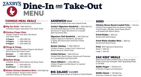 zaxby's-menu - Food Truck Empire