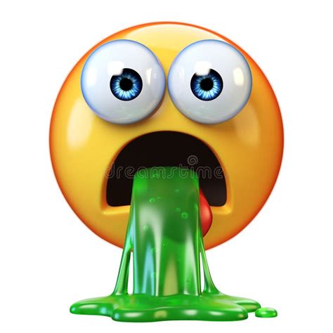 Puking Emoji Isolated on White Background, Disgusted or Sick Emoticon ...