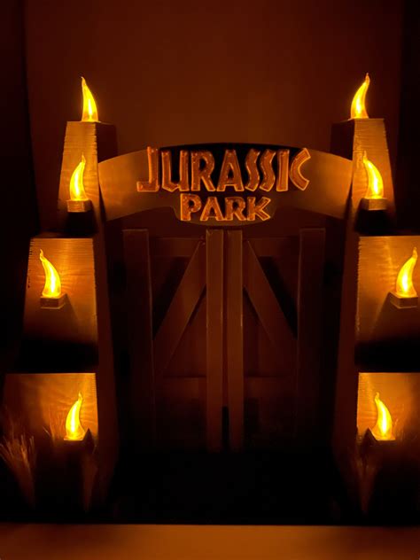 Jurassic Park Entrance Gate With Flickering Flames and Full - Etsy