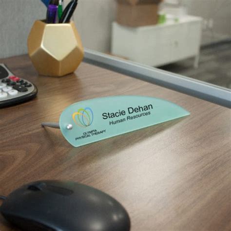 Acrylic Desk Name Plates for Offices, Designer Shape - Napnameplates