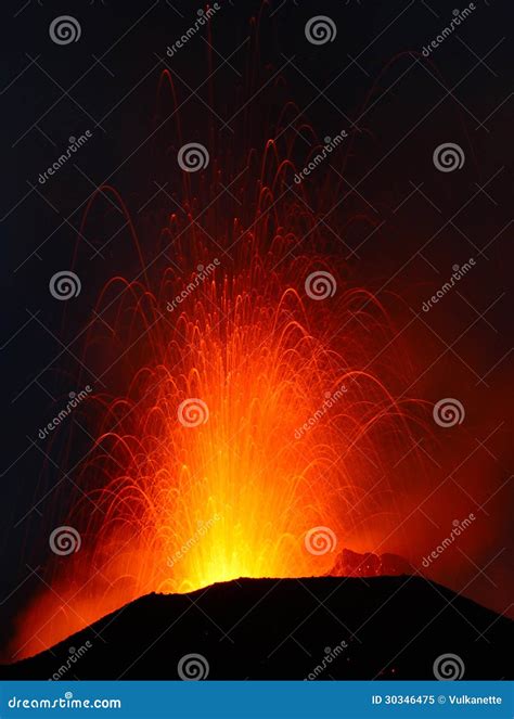 Strombolian eruption stock image. Image of eruption, fire - 30346475