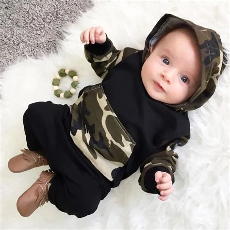 2018 New Spring Infant Clothing Set Baby Boys Camouflage Camo Hoodie Tops Long Pants 2Pcs ...