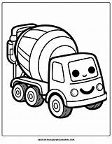 Merry Concrete Mixer Truck  Coloring For Kids sketch template