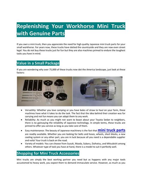 Japanese mini truck parts by minitrucksparts - Issuu