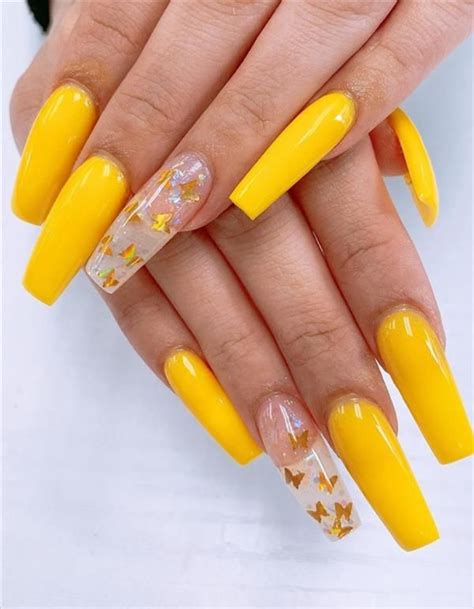 57 Chic Acrylic Yellow Nails Art For Spring Nails Design - Fashionsum | Yellow nails design ...