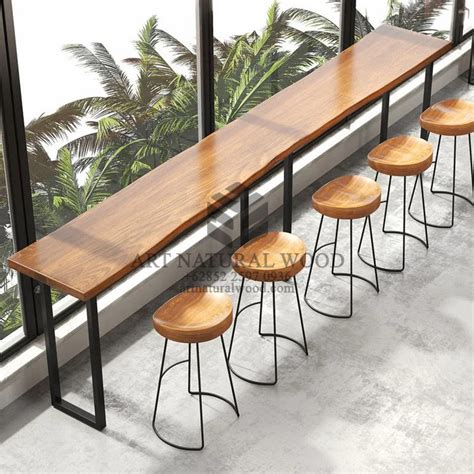 Meja Bar Minimalis Kayu Trembesi - Art Natural Wood