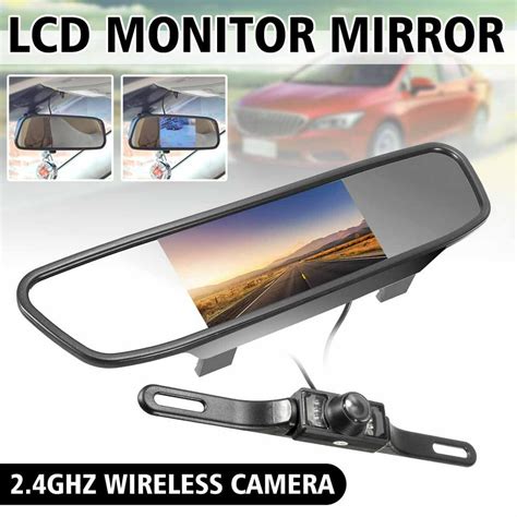 Car Rear View Backup Camera Wireless Car TFT LCD Monitor Mirror with IR Night Vision Rear View ...