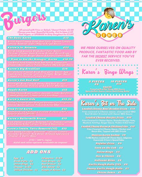 Karen’s Diner Birmingham's full menu online