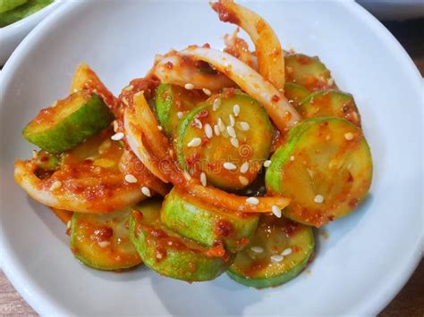 Korean Food Style, Top View of Quick Cucumber Kimchi or Spicy Cucumber ...