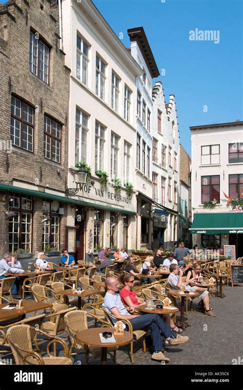 Bruges, Belgium. Sidewalk Cafes and Bars, Brugge, Belgium Stock Photo, Royalty Free Image ...