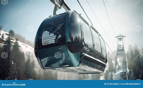 Cable Car Gondola at Ski Resort with Snowy Mountains on Background ...