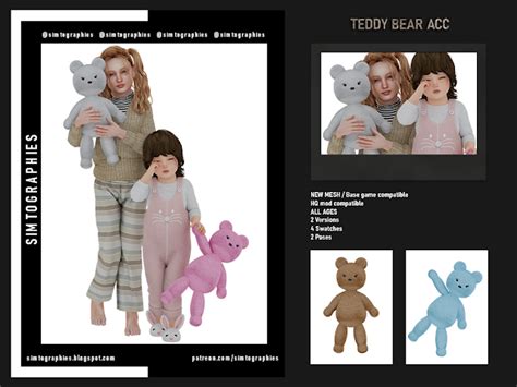 Teddy Bear Acc (ALL AGES) + Poses - Simtographies | Tumblr sims 4, Sims ...