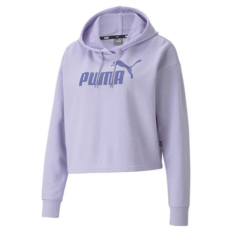 Essentials Logo Cropped Women's Hoodie | Purple - PUMA