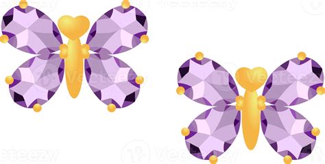 Free Gold earring with purple gemstone butterfly shape 22118040 PNG with Transparent Background