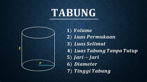 TABUNG - volume, luas, luas selimut, luas tabung tanpa tutup, jari-jari, diameter dan tinggi ...