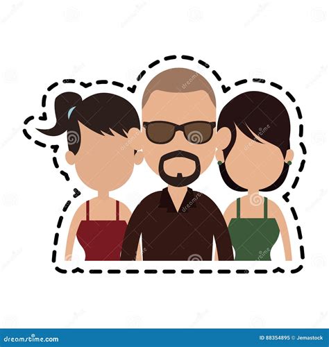 Three People Cartoon Icon Image Stock Illustration - Illustration of ...