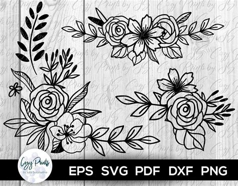 Tiny Floral Arrangements. Rose flowers. Cut file SVG DXF | Etsy