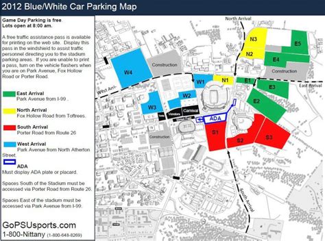 Penn State Football Parking Map - Printable Map