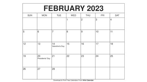 February 2022 Calendar Printable