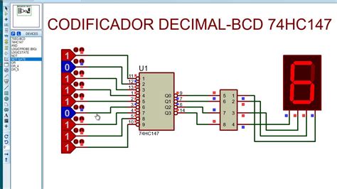 CODIFICADOR DECIMAL-BCD 74HC147 CON PRIORIDAD / PROTEUS - YouTube