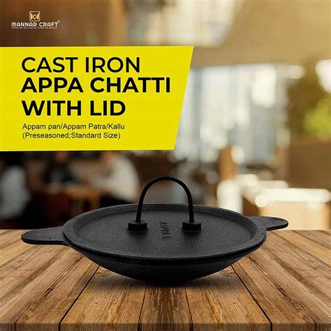 Mannar Craft Store | Cast Iron AppaChatti with Lid / Appam pan / Appam Patra / Kallu (Pre ...