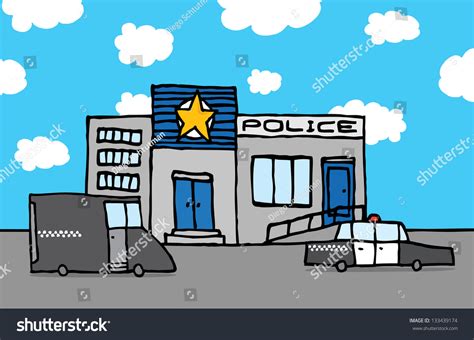 Cartoon Police Station 库存矢量图（免版税）133439174 | Shutterstock