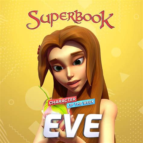 the character eve is holding an apple in her hand