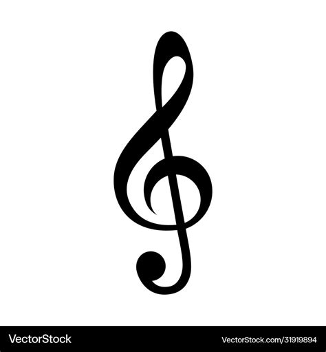 Treble clef icon music note isolated on white Vector Image