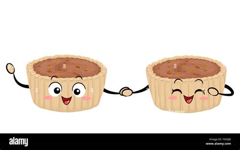 Illustration of Two Butter Tart Mascots Holding Hands Stock Photo - Alamy