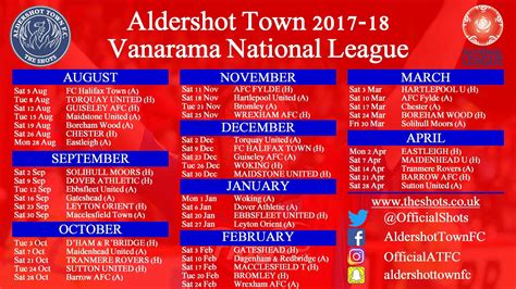 The Shots Fixtures | Aldershot Town FC